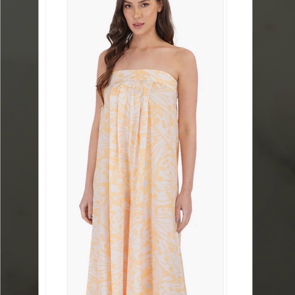 Strapless America Beyond Yellow White Blue Floral Maxi Jumper - Picture 1 of 13